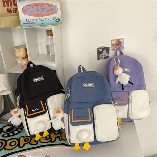 2021 New Fashion Girl Students School Bags Women Canvas Waterproof Backpack School Bag Wild Little Fresh Travel Backpack