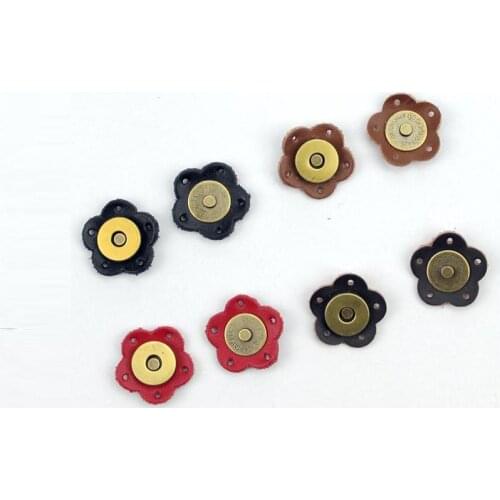 NEW 5PCS Bag Magic Buttons Leather Bag Buckle Flower Handmade Wallet Card Pack Buckles with Holes for DIY Handbag Accessories