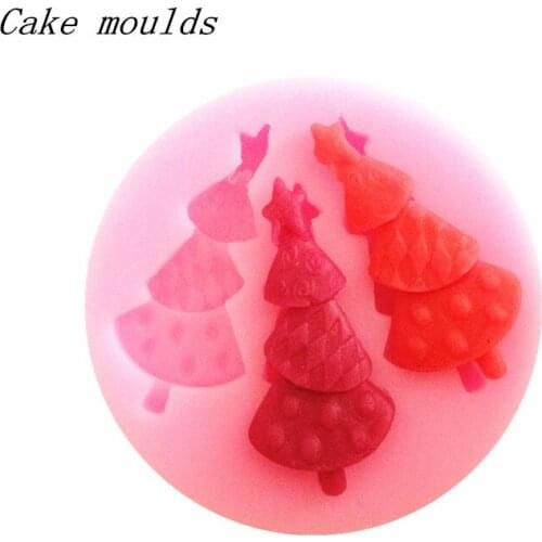 Wholesale Silicone mold K171 Mini Christmas pine shape Decoration mold Fondant cake mold Free shipping