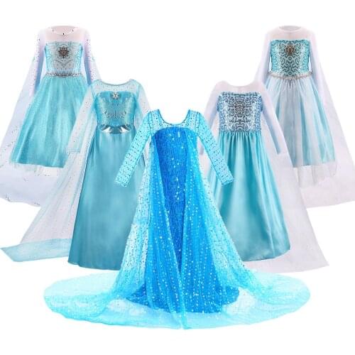2021 Elsa Dress for Girls Elsa Cosplay Costume Frozen 2 Kids Christmas Dress Baby Girl Birthday Party Masquerade Costume 3-10T