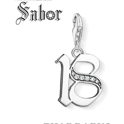 Charms Number Age 18 Bead Pendant Fit Original Bracelet Pendant Authentic Top Quality silver plated Jewelry Gift thomas