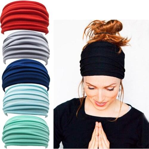 2021 Women Yoga Hairband Nonslip Elastic Stretch Running Sports Accessories Fashion Gym Sweatband Wide Headband Basketball Band