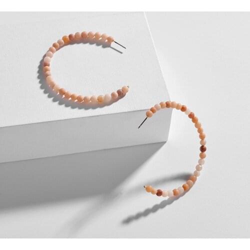 Natural Stone Beads Earring Handcrafted Boho Earrings C Shape Earrings for Women Minimalism Circle Earrings Hoop Earrings WX1725