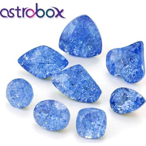 Crystal Blue Ice flower series Jewelry making Glass Gem Creation Rhinestones Nail Art Decorations stone Point Back for clothing