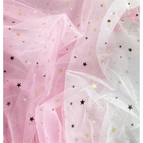 Star Sequin Mesh Lace Fabric Pink DIY Background Decoration Dress Sewing Accessoires 3yards/Pack