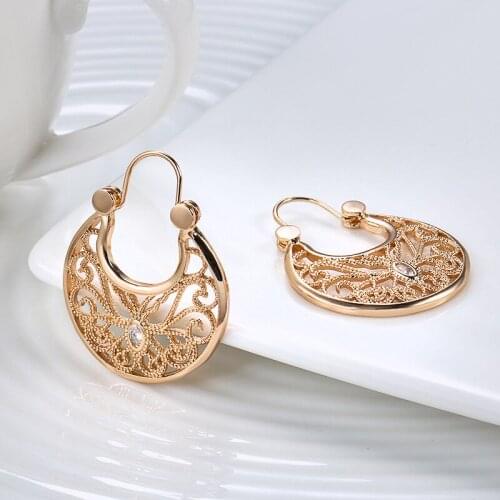 Vintage Style Moon Shape Dangle Earrings In Gold Arabesque Clip Drop Earrings for Bridal Middle East Women Gifts