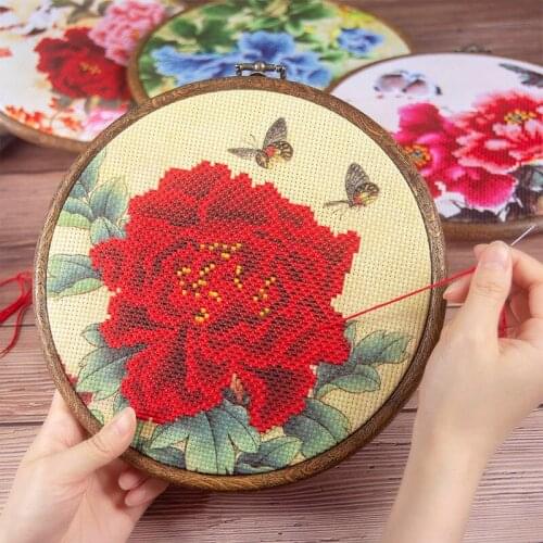 Ancient Chinese Style Flower Cross Stitch Embroidery Hand-stitched DIY Beginners With Embroidery Shed Sewing Kit Home Decoration