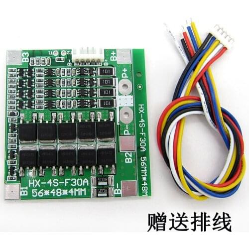 14.8V Lithium Battery Protection Plate with Balanced Four Series 12.8v Lithium Iron Phosphate Battery Protection Board 30A