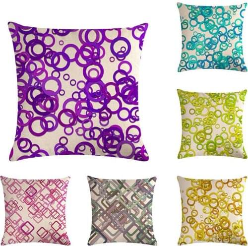 Geometric Pattern Cushion Cover 45x45cm Linen Throw Pillow Case Yellow Decorative Pillows Cover For Sofa Seat Home Decor ZY421