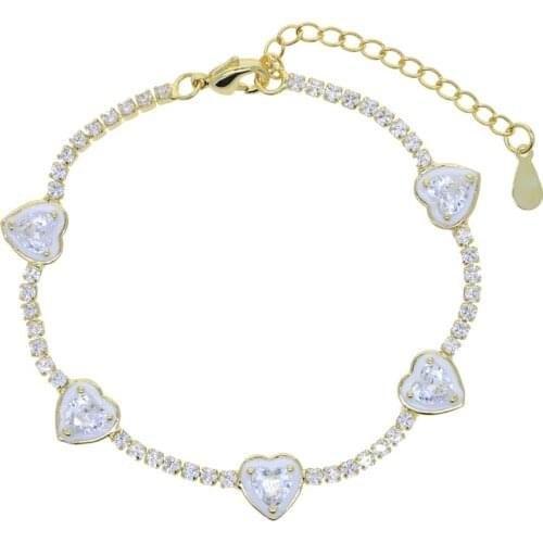 2021 Women Jewelry Tennis Chain Bracelet Gold Color Enamel Heart Charm Bracelets for Girls Best Gifts