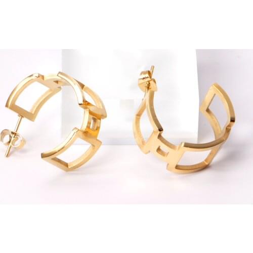 Gold Color Square Stud Earrings Geometric Fashion Jewlery for Women Korean Style Trendy Earring Party Gift Accessories