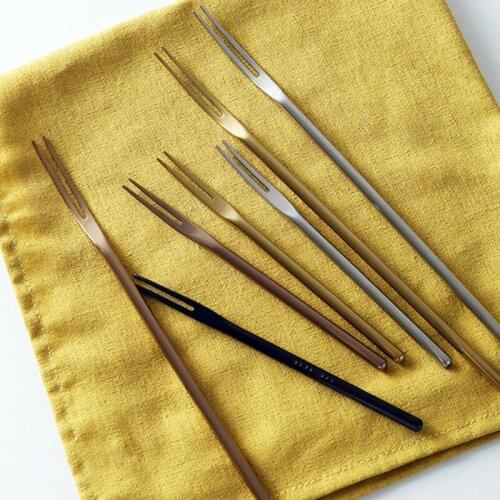 Gold Dinnerware Stainless Steel Cake Dessert Fruit Fork Kitchen Tableware Silverware Cutlery Household Dining Accessories