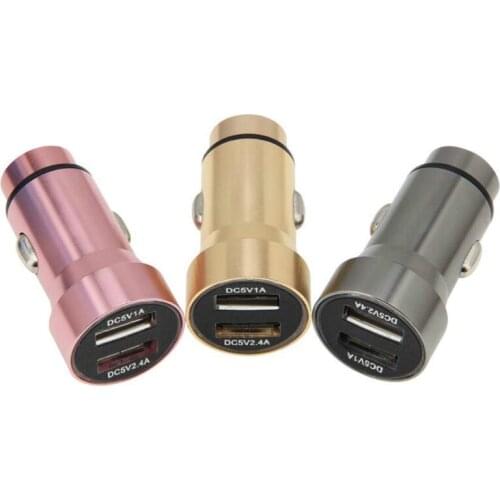 100pcs 5V 1A/2.4A Car Charger Power Adapter Dual USB 2-Port Mini Car Cigarette Socket Charger for Smart Phone Universal Auto