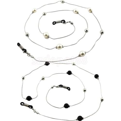 2 Pieces Pearl Beaded Chain Eyeglass Holder Spectacle Sunglass Cord Necklace