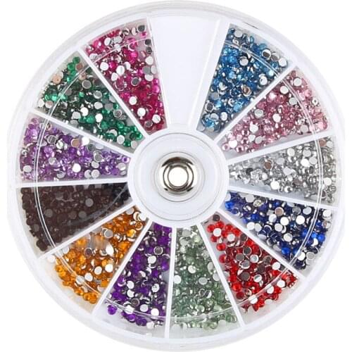 Wholesale 200wheels/lot 3mm 1200pcs Color Acrylic Rhinestone Beads for Nail Art DIY Decoration D0193XX