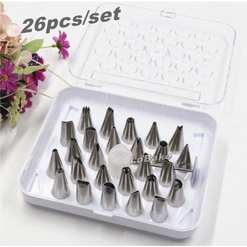 26pcs/set) High quality 304 stainless steel icing piping nozzles pastry nozzles with good packing for cake decorating supplies