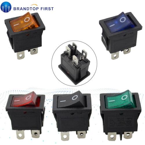 KCD1 ON-OFF 4 Pin Boat Car Rocker Switch 21*15mm 6A/250V 10A/125V AC Red Yellow Blue Green Light Siwtch