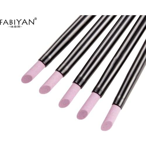 Nail Art Quartz Scrubs Stone Care Pen Cuticle Remover Pusher Manicure Tools Trimmer Stick Pedicure Black Handle 5Pcs