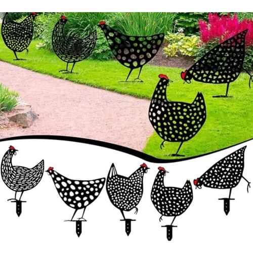 5pcs Easter Chicken Plasctic Hen For Easter Gardening Ornaments Yard Acrylic Art