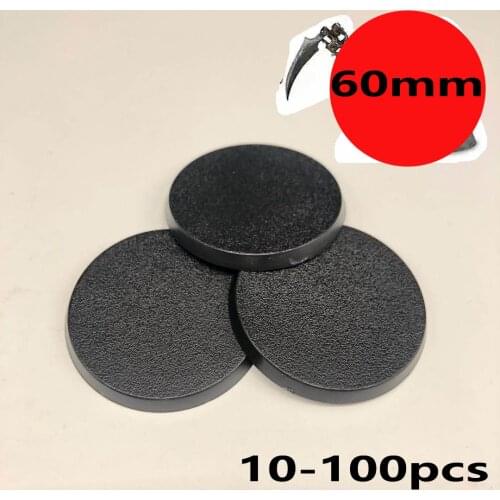 60mm Gaming Miniatures Plastic Round Bases for Wargames 20-100pcs