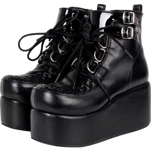 Angelic imprint mori girl Women motorcycle punk shoes lady high heels lolita ankle boots woman princess dress pumps 9710 8cm 47