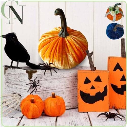 Handmade Velvet Pumpkins Decor Soft Stuffed Pumpkin Exquisite Artificial Pumpkin Simulated Cute Pumpkins Halloween Pumpkin Decor