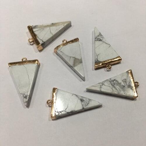 Natural Stone White Turquoises Pendants Triangle Pendant Charms for Jewelry Making DIY Necklace Accessories 25x40mm Wholesale