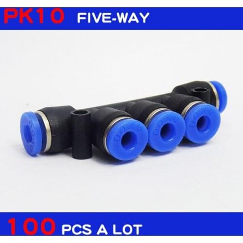 Free shipping 100pcs Pneumatic fittings PK10,10mm 5-way push in quick joint pneumatic connector,PK10 five-way