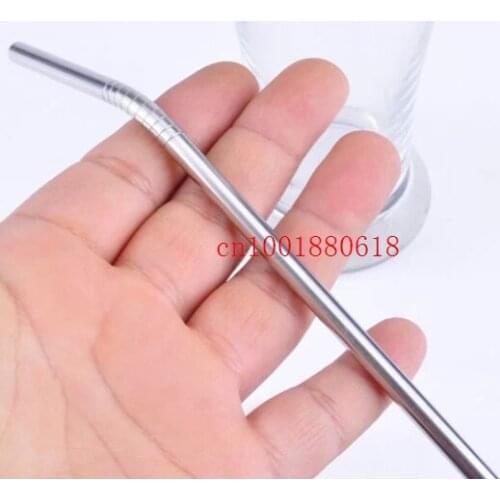 Free Shipping 1000pcs 215x6x0.5mm Bend Stainless Steel Straw With slots + 250pcs 17.5mm Cleaning Brush Brushes