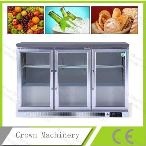 Free Shipping fruit/drink/cake/bread 3 push and pull glass door straight cooling refrigerated cabinet;display case