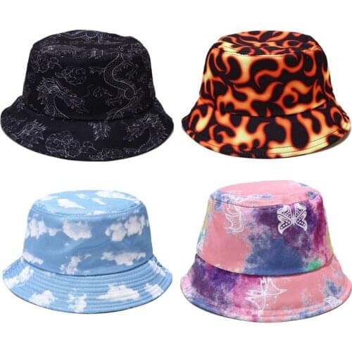 Colorful Print Fisherman Hat Rainbow Color Bucket Hat Men And Women Flat Sun Tie Dye Fisherman Hat