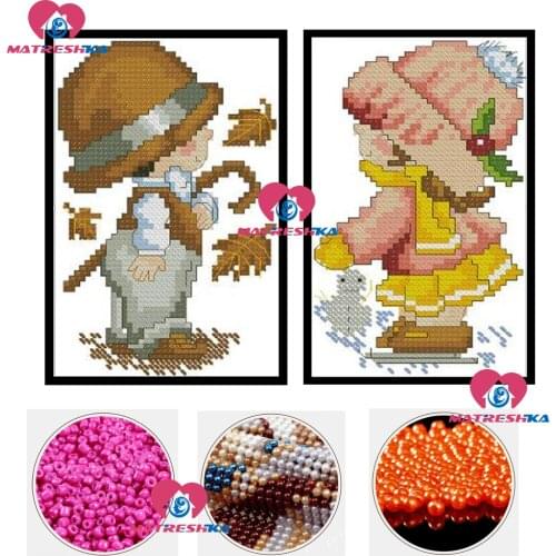 Diy beads embroidery kids bead cross stitch embroidery beads decor beaded cross stitch printed canvas Gift borduren met kralen