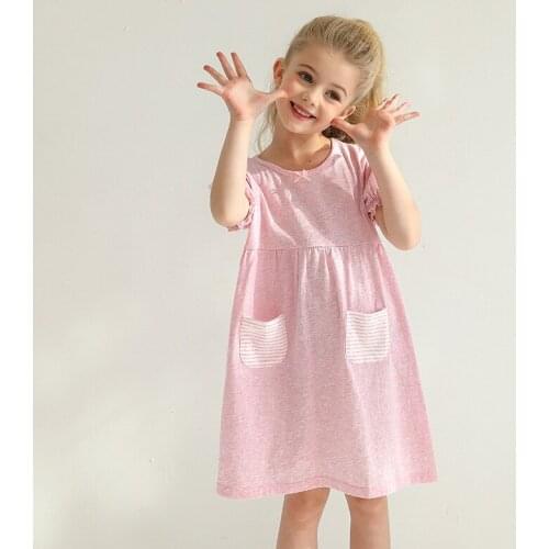 Baby Dresses Kids Girl Summer Toddle 100% Cotton Short Sleeve Pajamas Children Soft Homewear Big Girls Night Dress Nightgowns