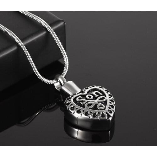 Engravable Son Simple Style 316L Stainless Steel Keepsake Necklace Holds Ashes Hair Sand Cremation Urn Pendant Jewelry