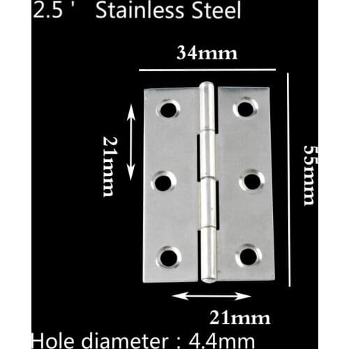 JD 5PCS 2.5 Inch Stainless Steel 55*34mm Small Hinge Door Hinge Hinge Luggage Gift Box Wooden Box Hinge