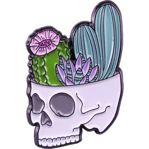 Cactus Succulent Plant Skull Flower Enamel Pin It is time to celebrate Dia de los Muertos