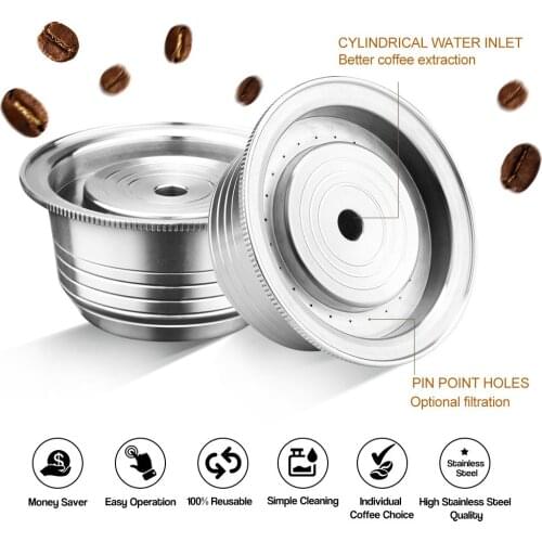 Stainless steel coffee capsule Vertuoline Pod filter cup 230ml brewing volume reusable refillable coffee capsule library set Nes