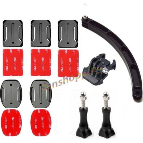 For Gopro Accessories Helmet Extension Arm Kit Flat Curved Adhesive Mount For Gopro Hero 6 5 4 3+ 3 2 Sjcam Sj4000 Xiaomi Yi