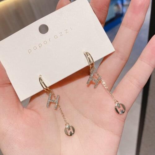 Korean Style Creative Letter H Earrings True Beauty Creative Pendant Handmade Earrings for Woman Lightning Offers