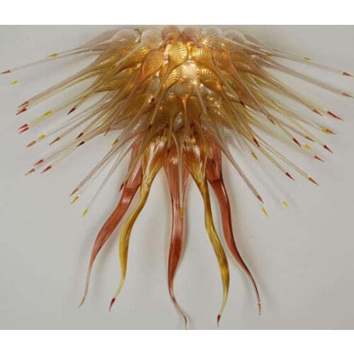 Creative Design Triangle Amber Color LED Handmade Blown Chihuly Murano Glass Chandelier Lighting