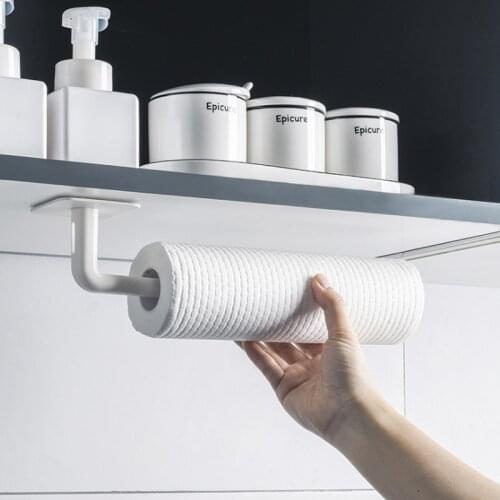 Kitchen Racks Free Punching Wall-mounted Paper Towel Rack Oil Absorbing Paper Cling Film Storage Rack Household Tools