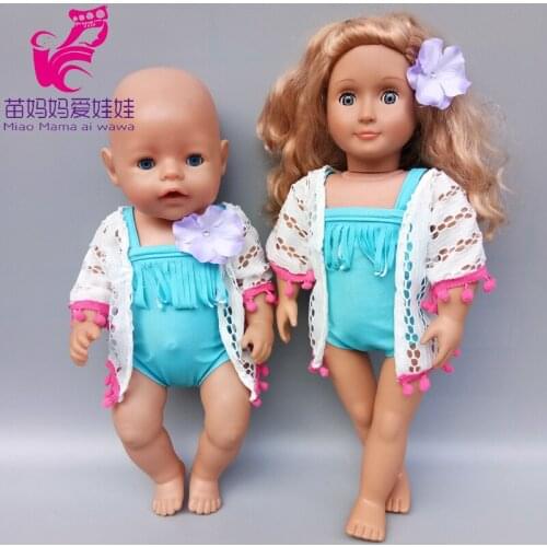 40cm 43cm baby Doll swim set 18 inch girls doll rash guards shirt for doll toys clothes