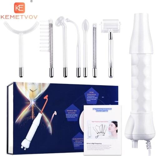 7in 1 purple light High Frequency Electrode Glass Tube Electrotherapy Device Skin Care Facial Spa Frequency Facial Massager