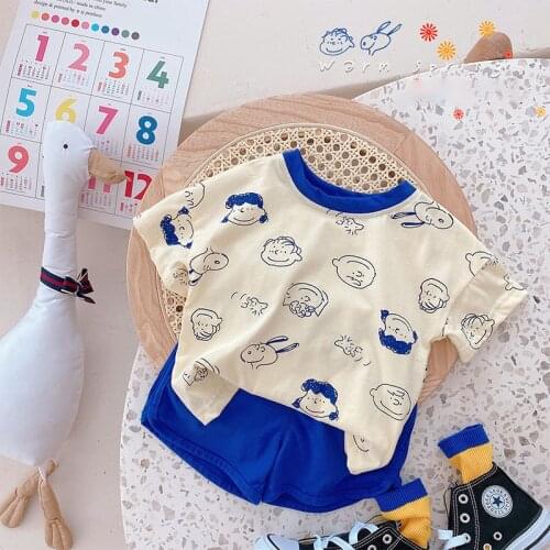 MILANCEL 2021 Summer New Kids Clothes Cotton Suit GIrls Sets Cartoon Tess and Shorts 2Pcs Casual Boys Suit Baby Girls Clothes