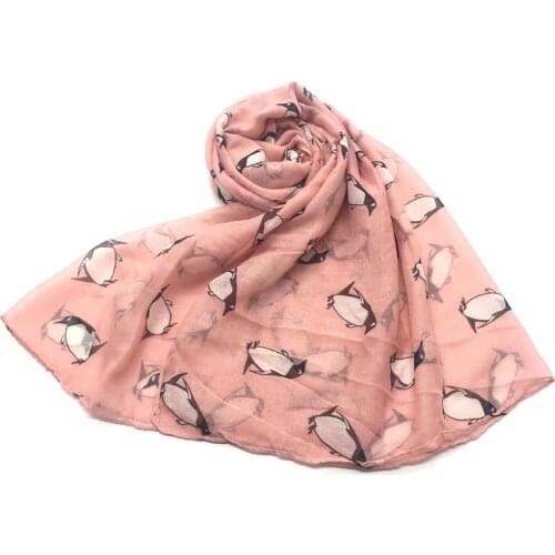 Fashion Printed Scarf Female New Cotton Pure Little Penguin Muslim Soft Thin Spring Autumn Shawl 90*180CM High Quality Scarf