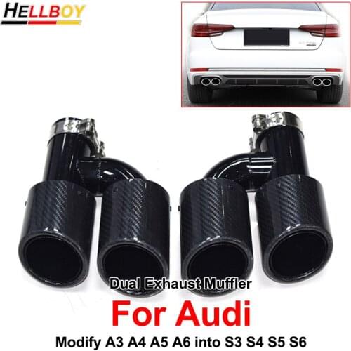 Carbon Fiber Exhaust Muffler Tip For Audi A3 8V 8P A4 B7 B8 A5 B9 A6 C6 A7 Modify into S3 S4 S5 S6 S7 Styling Car Accessories
