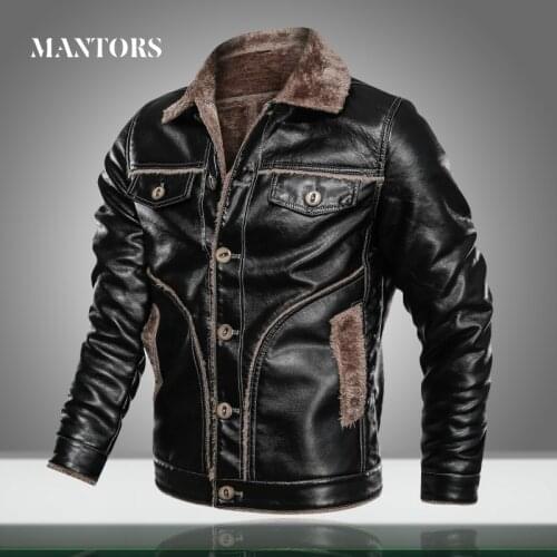 New Men Leather Jacket Velvet Casual PU Coat 2021 Winter Male Thick Fleece Military Motorcycle Jackets Multi-pocket Plus Size