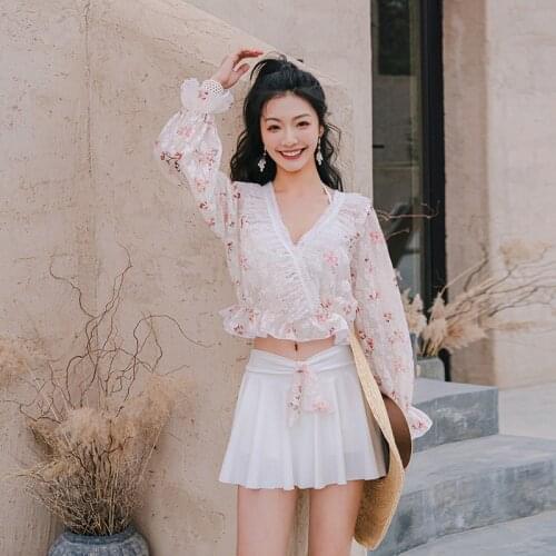 Swimwear Plus Size Sports Swim Suit Split Retro Bikini 2021 Mayo Swimsuit Female Solid Push Up Teenage Lovely Three Piece Korea