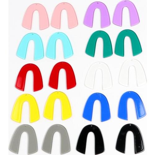 Acrylic Earring Charms,TortoiseShell Semi Oval Charm,U Shaped Pendant,Earring Part,Acrylic Black,Earring findings, 45x48mm,A231