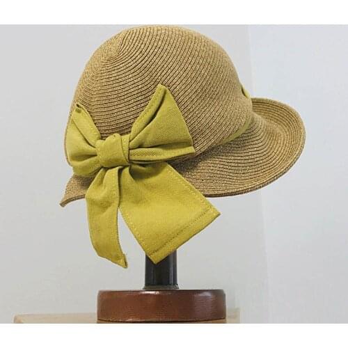 Big Bow Foldable Wide Brim Sta Floppy Girls Straw Hat Sun Hat Beach Women Summer Hat UV Protect Travel Cap Lady Cap Female Derby